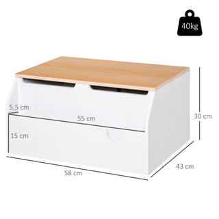 Wooden Kids Toy Box Children Storage Chest Organiser Book Slot Safety Hinge Playroom Furniture White - Giant Lobelia