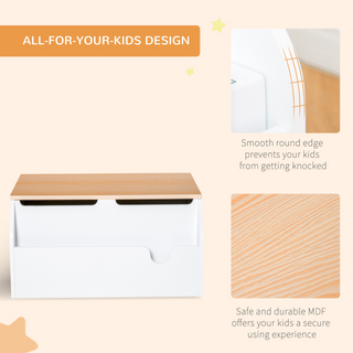 Wooden Kids Toy Box Children Storage Chest Organiser Book Slot Safety Hinge Playroom Furniture White - Giant Lobelia