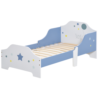 Kids Star & Balloon Single Bed Frame w/ Safe Guardrails Slats Bedroom Furniture Dreams Low Junior Blue - Giant Lobelia