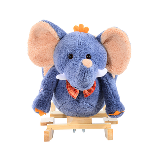 Children Kids Rocking Horse Toys Plush Elephant Rocker Seat with Sound Toddler Baby Gift Blue - Giant Lobelia