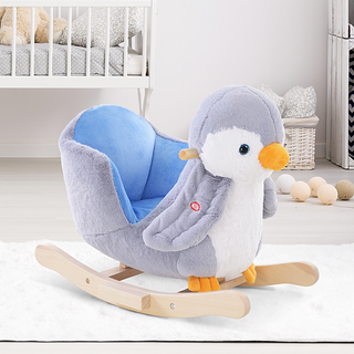 Children Kids Animal Rocking Horse Penguin Plush Musical Button 32 Songs Kid Rocker - Giant Lobelia