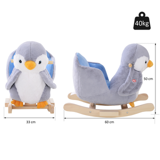 Children Kids Animal Rocking Horse Penguin Plush Musical Button 32 Songs Kid Rocker - Giant Lobelia