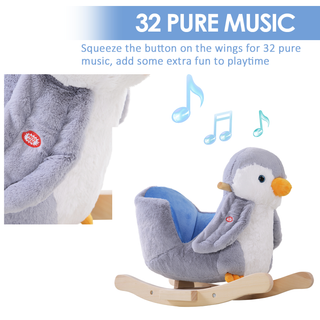 Children Kids Animal Rocking Horse Penguin Plush Musical Button 32 Songs Kid Rocker - Giant Lobelia