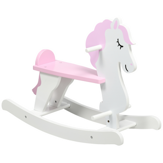 Kids Wooden Rocking Horse, Ride-On Toy w/ Handlebar, Foot Pedal, Traditional Rocking Furniture for Ages 1-3 Years - Pink - Giant Lobelia