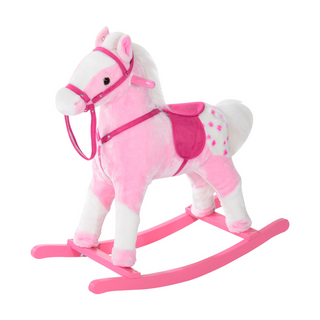 Children Child Kids Plush Rocking Horse with Sound Handle Grip Traditional Toy Fun Gift Pink - Giant Lobelia