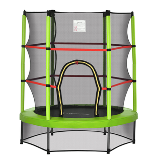 4.6FT/55 Inch Kids Trampoline with Enclosure Net Steel Frame Indoor Round Bouncer Rebounder Age 3 to 6 Years Old Green - Giant Lobelia