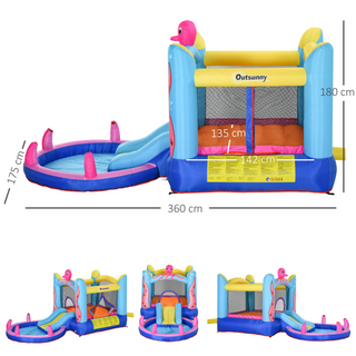 Kids Bounce Castle House Inflatable Trampoline Slide Water Pool 3 in 1 with Blower for Kids Age 3-8 Octopus Design 3.6 x 1.75 x 1.8m - Giant Lobelia