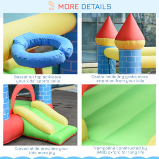 Kids Bounce Castle House Inflatable Trampoline Slide Water Pool Basket 4 in 1 with Blower for Kids Age 3-8 Castle Design 2.8 x 2.6 x 2.1m - Giant Lobelia