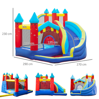 4 in 1 Kids Bouncy Castle Large Inflatable House Trampoline Slide Water Pool Climbing Wall with Blower Carrybag for Kids Age 3-8, 2.9 x 2.7 x 2.3m - Giant Lobelia