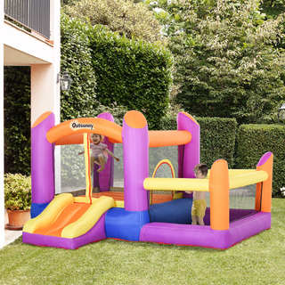 Kids Bounce Castle House Inflatable Trampoline Slide Water Pool 3 in 1 with Blower for Kids Age 3-8 Multi-color 2.8 x 2.5 x 1.7m - Giant Lobelia