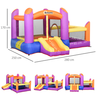 Kids Bounce Castle House Inflatable Trampoline Slide Water Pool 3 in 1 with Blower for Kids Age 3-8 Multi-color 2.8 x 2.5 x 1.7m - Giant Lobelia