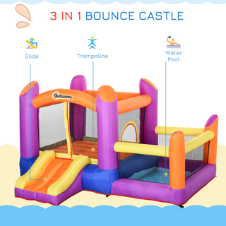 Kids Bounce Castle House Inflatable Trampoline Slide Water Pool 3 in 1 with Blower for Kids Age 3-8 Multi-color 2.8 x 2.5 x 1.7m - Giant Lobelia