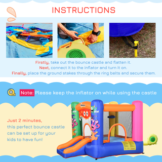 Kids Bounce Castle House Inflatable Trampoline Slide Basket with Blower for Kids Age 3-8 Monster Design 2.5 x 1.8 x 1.75m Multi-color - Giant Lobelia