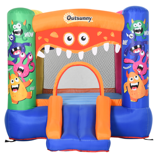 Kids Bounce Castle House Inflatable Trampoline Slide Basket with Blower for Kids Age 3-8 Monster Design 2.5 x 1.8 x 1.75m Multi-color - Giant Lobelia