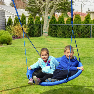 40 Inch / 100 cm Tree Swing Round Kids Nest Swing Seat for Outdoor Backyard Garden Play Activity Blue - Giant Lobelia