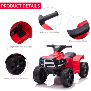 6V Kids Electric Ride on Car ATV Toy Quad Bike With Headlights for Toddlers 18-36 months Red - Giant Lobelia