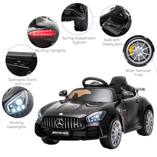 Compatible 12V Battery-powered 2 Motors Kids Electric Ride On Car GTR Toy with Parental Remote Control Music Lights MP3 Suspension Wheels for 3-5 Years Old Black - Giant Lobelia