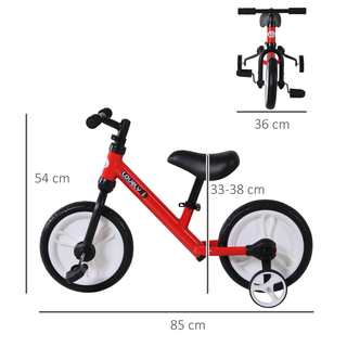 11 Inch Kids Balance Bike Training Pedal Bicycle W/ Removable Stabilizers EVA Tyres Adjustable Seat Height 2 to 5 Years Gift for Boys Girls Red - Giant Lobelia