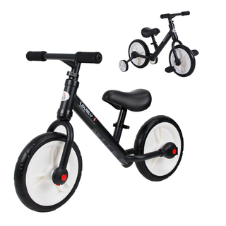 11 Inch Kids Balance Bike Training Pedal Bicycle W/ Removable Stabilizers EVA Tyres Adjustable Seat Height 2 to 5 Years Gift for Boys Girls Black - Giant Lobelia