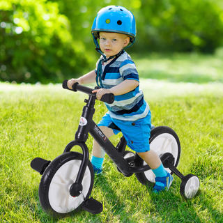 11 Inch Kids Balance Bike Training Pedal Bicycle W/ Removable Stabilizers EVA Tyres Adjustable Seat Height 2 to 5 Years Gift for Boys Girls Black - Giant Lobelia