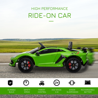 Compatible 12V Battery-powered 2 Motors Kids Electric Ride On Car Lamborghini Aventador Racing Car Toy with Parental Remote Control Music Lights Suspension Wheels for 3-8 Years Old Green - Giant Lobelia