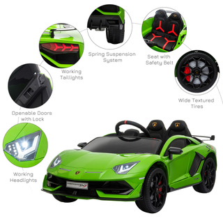 Compatible 12V Battery-powered 2 Motors Kids Electric Ride On Car Lamborghini Aventador Racing Car Toy with Parental Remote Control Music Lights Suspension Wheels for 3-8 Years Old Green - Giant Lobelia