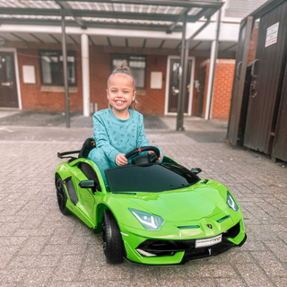 Compatible 12V Battery-powered 2 Motors Kids Electric Ride On Car Lamborghini Aventador Racing Car Toy with Parental Remote Control Music Lights Suspension Wheels for 3-8 Years Old Green - Giant Lobelia