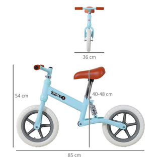 12" Kids Balance Bike No Pedal Bicycle EVA Tire Adjustable Seat Toddler Training Bike W/ Shock Absorber 2 - 5 Years Gift for Boys Girls Blue - Giant Lobelia