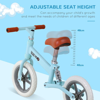 12" Kids Balance Bike No Pedal Bicycle EVA Tire Adjustable Seat Toddler Training Bike W/ Shock Absorber 2 - 5 Years Gift for Boys Girls Blue - Giant Lobelia