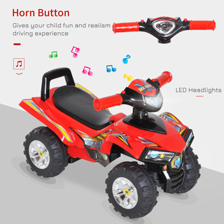 Kids Children Ride-on Toy Off Road Style Quad Bike Racing Car NO POWER 4 Wheels Horn Music Red - Giant Lobelia