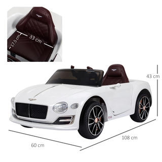 Compatible 12V Kids Children Electric Ride-on Car Bentley GT Twin Motors with LED Lights Music Parental Remote Control White - Giant Lobelia