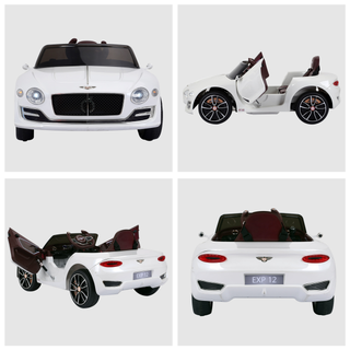 Compatible 12V Kids Children Electric Ride-on Car Bentley GT Twin Motors with LED Lights Music Parental Remote Control White - Giant Lobelia