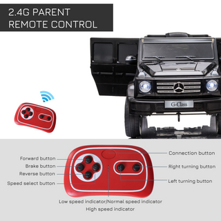 Compatible 12V Battery-powered 2 Motors Kids Electric Ride On Car Mercedes Benz G500 Toy with Parental Remote Control Music Lights MP3 Suspension Wheels for 3-8 Years Old Black - Giant Lobelia