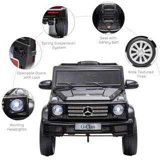 Compatible 12V Battery-powered 2 Motors Kids Electric Ride On Car Mercedes Benz G500 Toy with Parental Remote Control Music Lights MP3 Suspension Wheels for 3-8 Years Old Black - Giant Lobelia