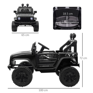 12V Battery-powered 2 Motors Kids Electric Ride On Car Truck Off-road Toy with Parental Remote Control Horn Lights Suspension Wheels for 3-6 Years Old Black - Giant Lobelia