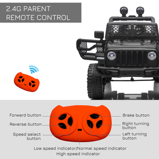 12V Battery-powered 2 Motors Kids Electric Ride On Car Truck Off-road Toy with Parental Remote Control Horn Lights Suspension Wheels for 3-6 Years Old Black - Giant Lobelia