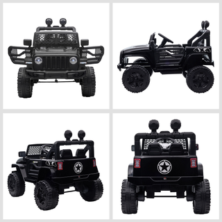 12V Battery-powered 2 Motors Kids Electric Ride On Car Truck Off-road Toy with Parental Remote Control Horn Lights Suspension Wheels for 3-6 Years Old Black - Giant Lobelia