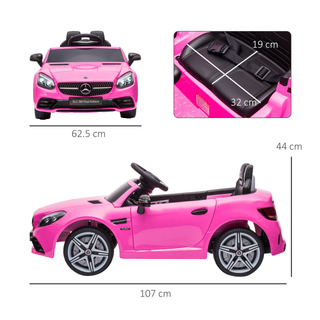 AIYAPLAY Benz SLC 300 Licensed 12V Kids Electric Ride On Car with Parental Remote Two Motors Music Lights Suspension Wheels for 3-6 Years Pink - Giant Lobelia