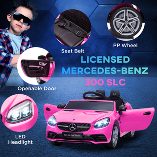 AIYAPLAY Benz SLC 300 Licensed 12V Kids Electric Ride On Car with Parental Remote Two Motors Music Lights Suspension Wheels for 3-6 Years Pink - Giant Lobelia