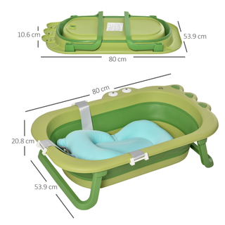 Baby Bath Tub for Toddler Kids Infant Ergonomic Foldable Secure Non-Slip Portable with Baby Cushion for 0-3 Years Green - Giant Lobelia