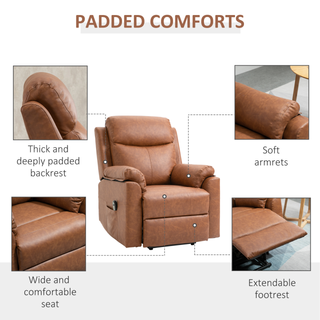 Power Lift Chair Electric Riser Recliner for Elderly, Faux Leather Sofa Lounge Armchair with Remote Control and Side Pocket, Brown - Giant Lobelia