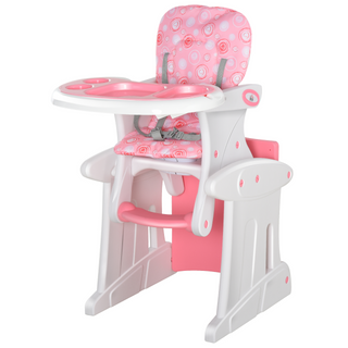 3 in 1 Convertible Baby High Chair Toddler Table Chair Infant Feeding Seat Removable Food Tray Safety Harness Pink - Giant Lobelia