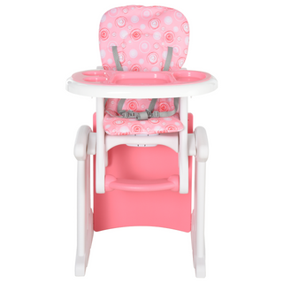 3 in 1 Convertible Baby High Chair Toddler Table Chair Infant Feeding Seat Removable Food Tray Safety Harness Pink - Giant Lobelia