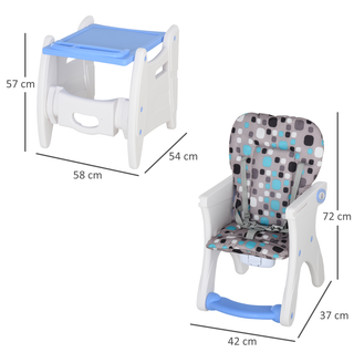 3 in 1 Convertible Baby High Chair Toddler Table Chair Infant Feeding Seat Removable Food Tray Safety Harness Blue - Giant Lobelia