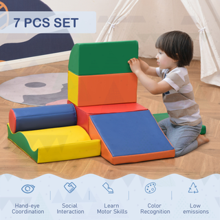 7 Piece Climb and Crawl Activity Play Set Kids Soft Foam Blocks Toddler Soft Play Equipment Building and Stacking Blocks Educational Play - Giant Lobelia