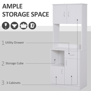 Kitchen Cupboard with Doors Cabinet Shelves Drawer Open Countertop Storage Cabinet for Living Room, Entrance, White - Giant Lobelia