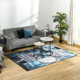 Blue Geometric Rug, Modern Area Rugs Large Carpet for Living Room, Bedroom, Dining Room, 160x230 cm - Giant Lobelia