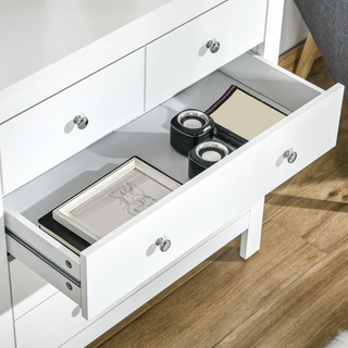 Modern Chest of Drawers, 5 Drawer Storage Cabinet with Metal Handles and Runners for Bedroom, White - Giant Lobelia