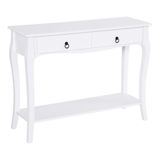 HOMCOM Console Table Modern Sofa Side Desk with Storage Shelves Drawers for Living Room Entryway Bedroom Ivory White - Giant Lobelia