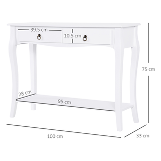 HOMCOM Console Table Modern Sofa Side Desk with Storage Shelves Drawers for Living Room Entryway Bedroom Ivory White - Giant Lobelia